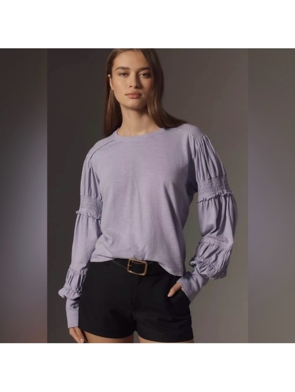 Anthropologie Pilcro and the LetterPress Long Sleeve Ruffle-Sleeve Top Size M